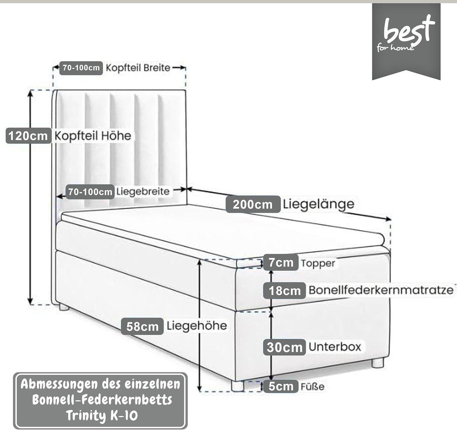 Best for Home Boxspringbett Boxspringbett Trinity K-10 mit Bettkasten & 7 c günstig online kaufen