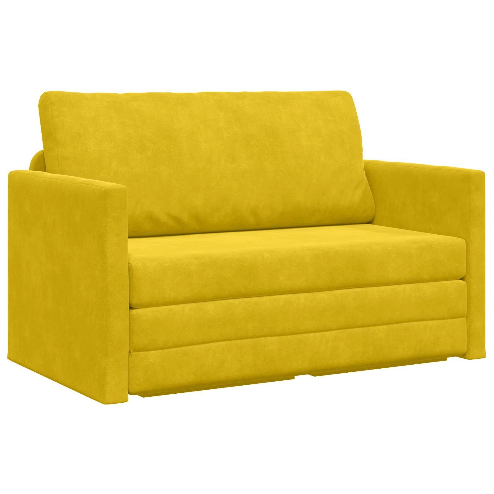 vidaXL Sofa Schlafsofa 110cm Sonnenblumen Gelb Samt, 1 Teile