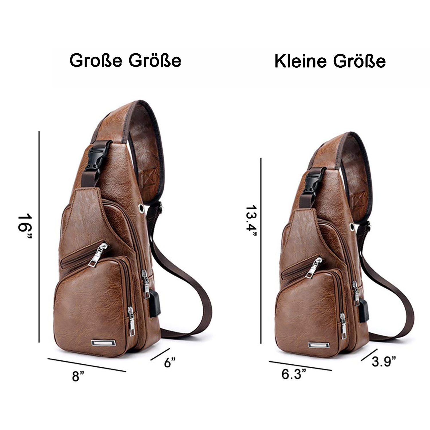 OUTMAX Umhängetasche Schultertasche mit USB-Ladeanschluss, wasserdicht, günstig online kaufen