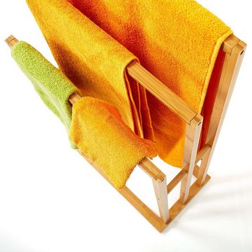 blumfeldt Handtuchhalter Handtuchhalter 3-fache Handtuchstange 42x80x24 cm Treppenoptik Bambus