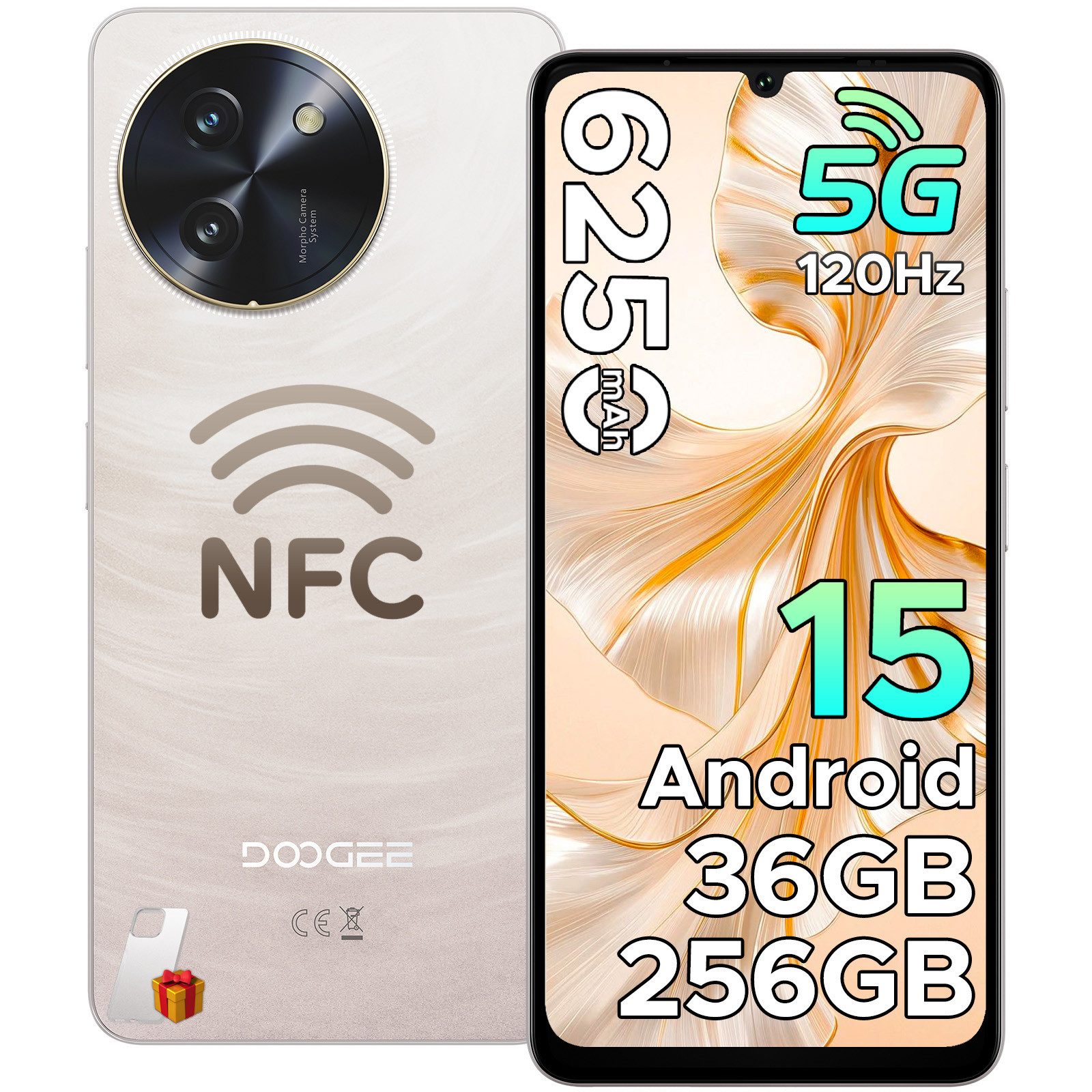 DOOGEE NOTE 59 PRO, Android 15, 5G 8 GB RAM + 256 GB ROM/TF 2 TB Smartphone (6.75 Zoll, 256 GB Speicherplatz, 16 MP Kamera, 120 Hz Display + 6,75 Zoll HD, 4K Video/NFC/Dual SIM/Widevine L1)