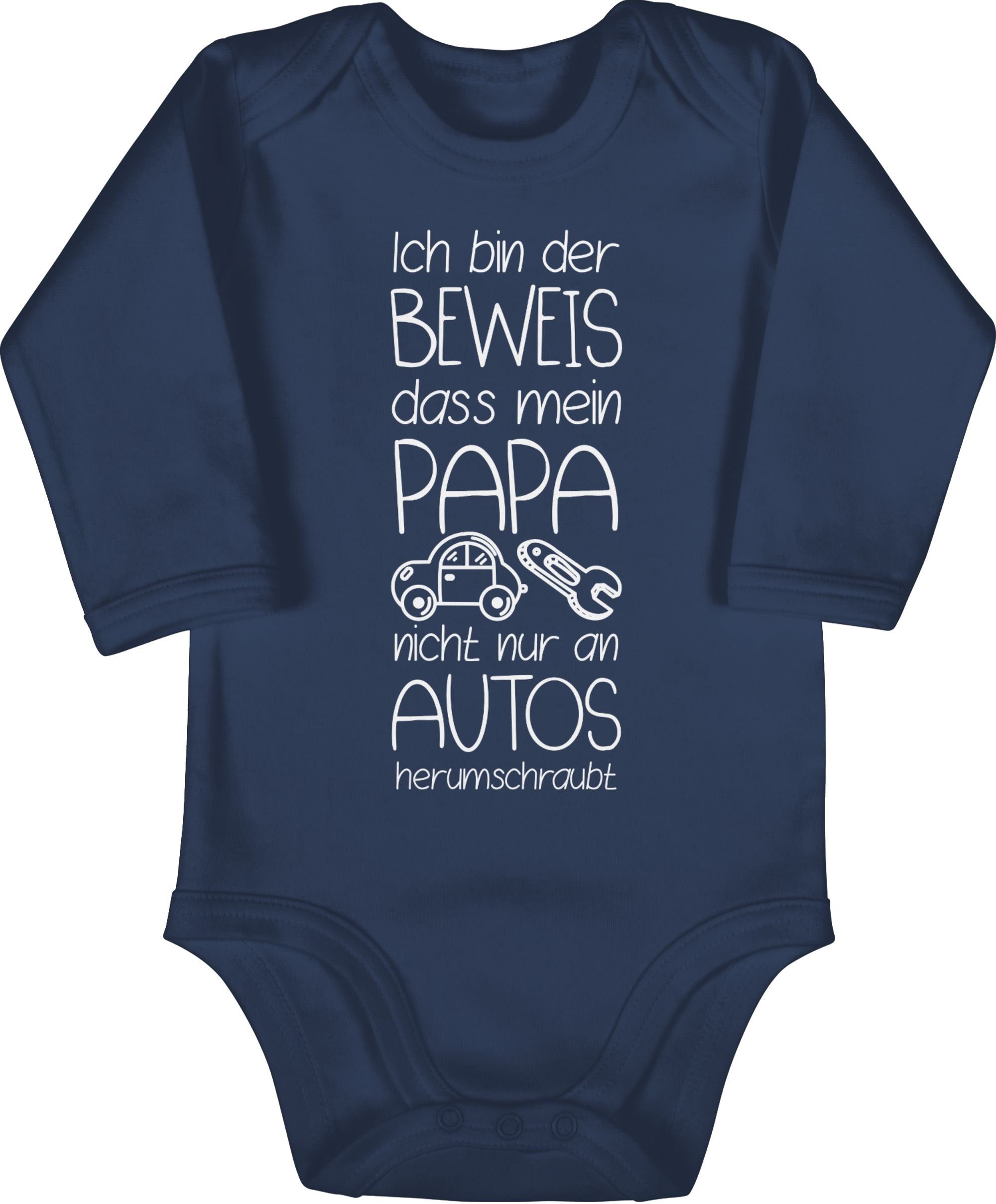 Shirtracer Shirtbody Ich bin der Beweis dass mein Papa nicht nur an Autos herumschraubt wei Sprüche Baby 2 Navy Blau