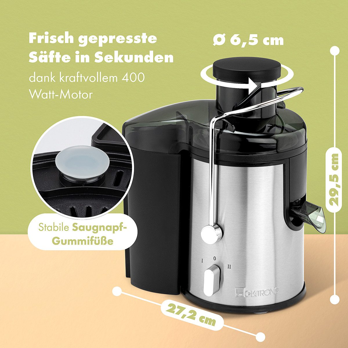 CLATRONIC Entsafter AE 3666, für Gemüse und Obst, 400W, Tropfstopp