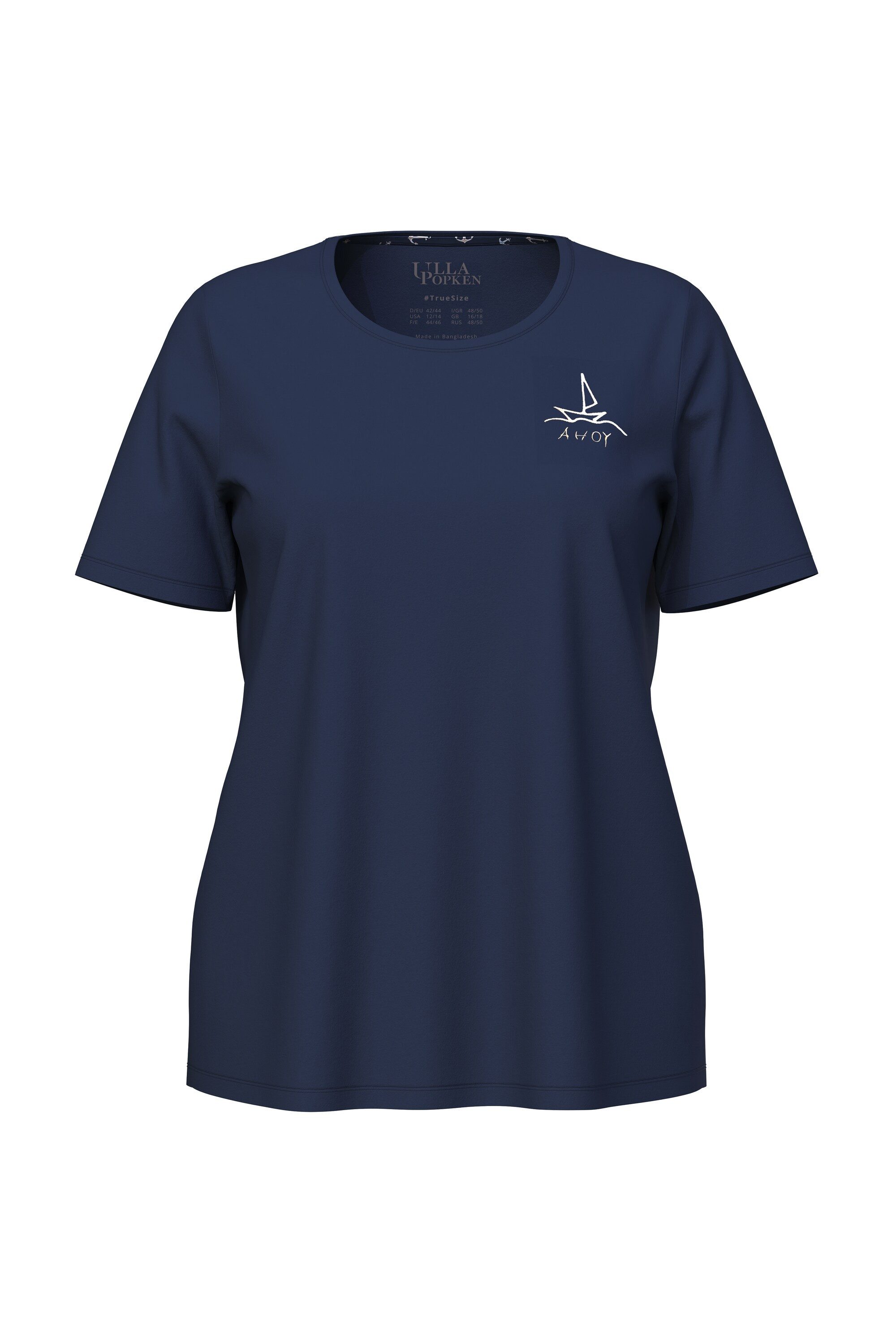 Ulla Popken Pyjama Pyjamashirt Segelboot Rundhals Halbarm günstig online kaufen