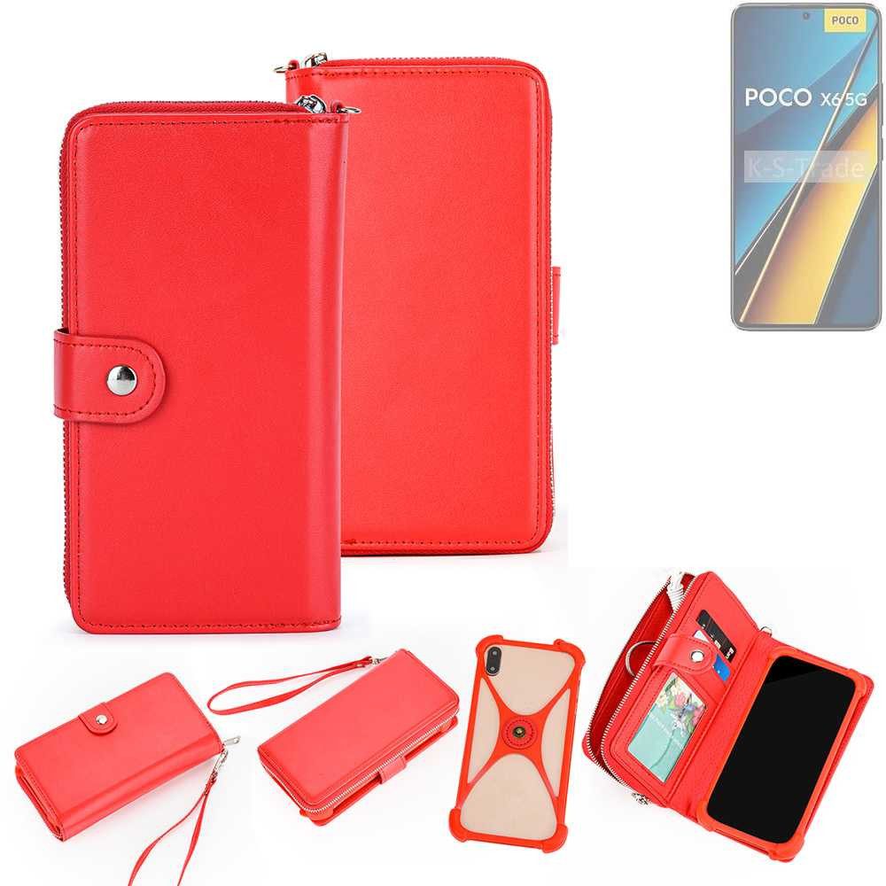 K-S-Trade Handyhülle für POCO X6, 2in1 Schutzhülle Portemonnee Handyhülle mit Bumper Hülle Case