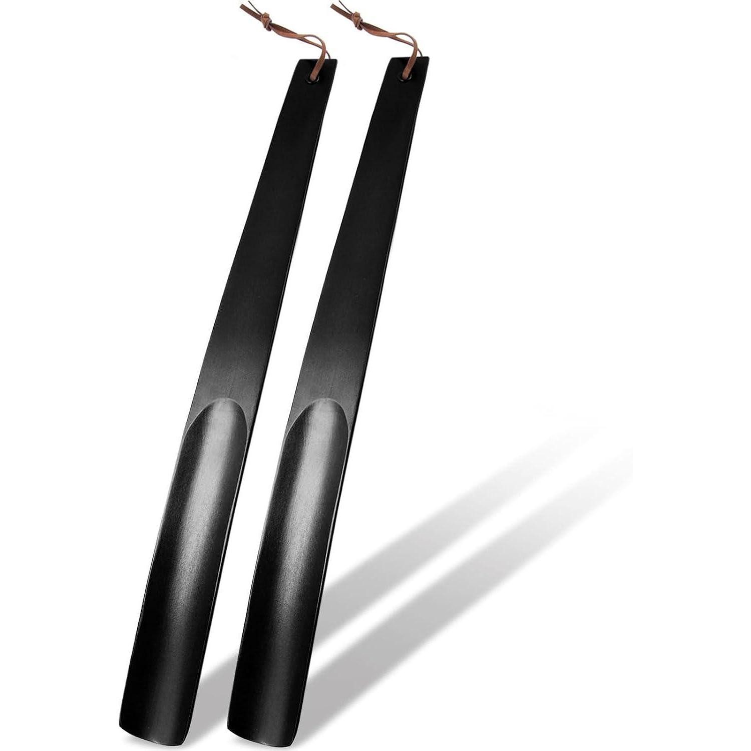 LuxusKollektion Schuhlöffel Schuhlöffel Holz Schuhanzieher lang 38cm 2er Schwarz