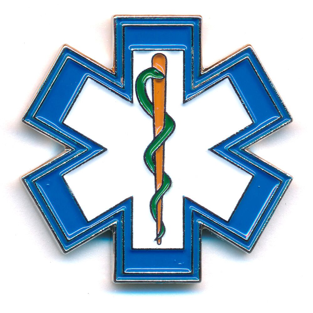 hegibaer Pins EMT Star of Life Rettungsdienst Äskulapstab 3D Metall Button Pin 0500 (1-tlg), Edel und Exklusiv