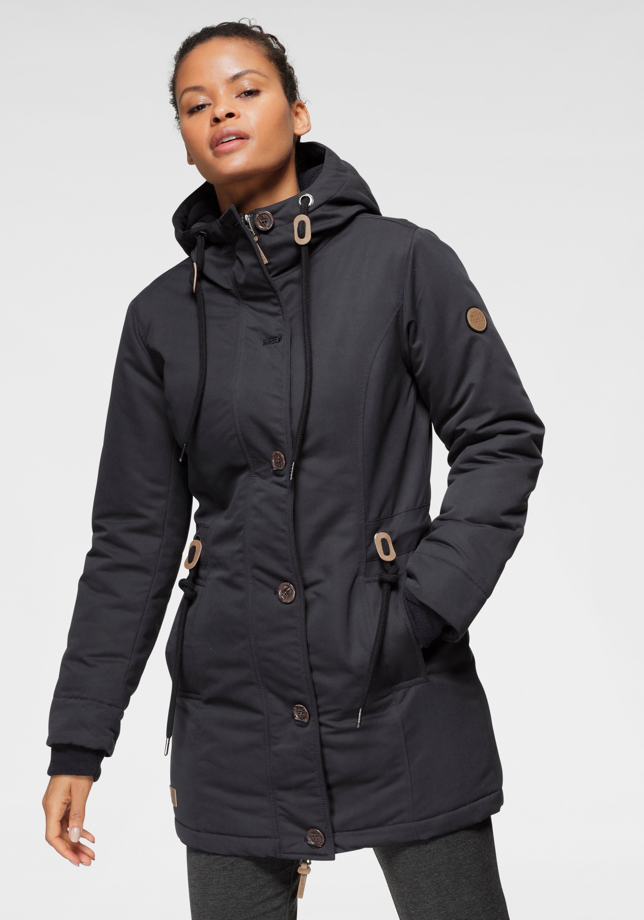 großen KangaROOS Knöpfen marine Winterjacke und (Winterjacke aus Kordel mit nachhaltigem Material) dicker