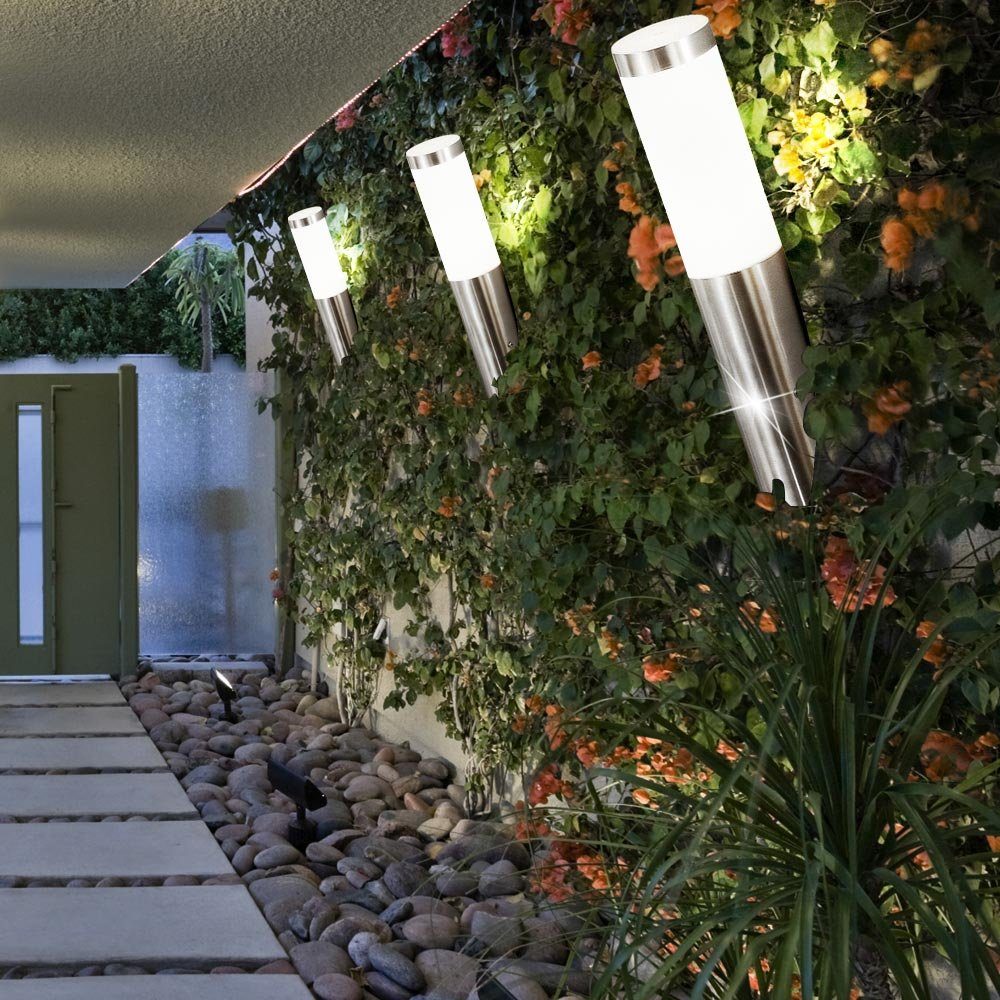 Außenwandlampe Außen-Wandleuchte, Warmweiß, inklusive, etc-shop Wandleuchte LED silber- Leuchtmittel Gartenlampe Edelstahl