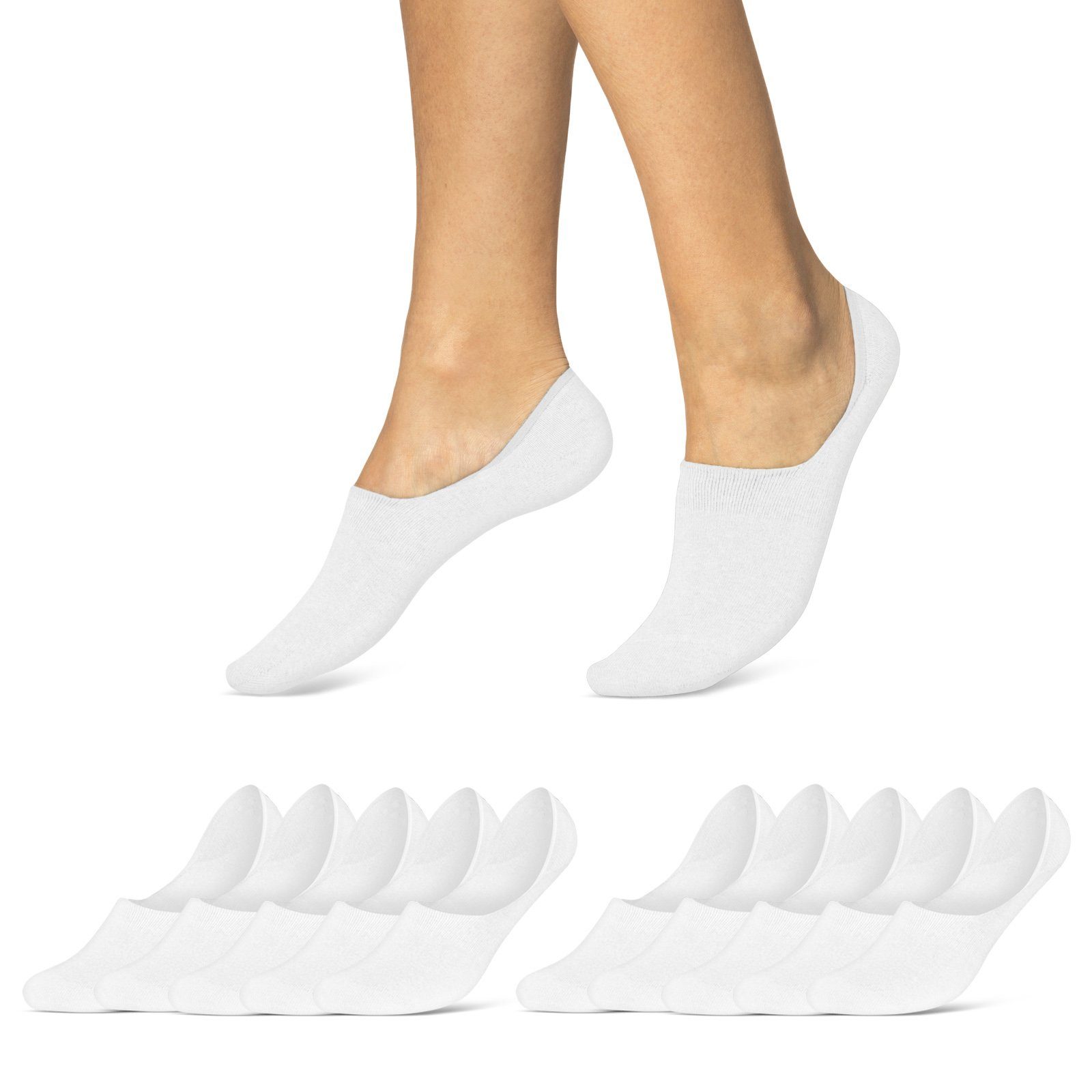 Sneaker Baumwolle & sockenkauf24 10 35-38) 70103T Premium Füßlinge Paar Herren gekämmter Line) (Exclusive - drückende Damen aus WP ohne Füßlinge Socken Naht (Weiß,