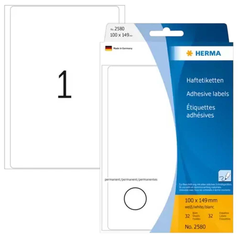 HERMA Etiketten Vielzwecketiketten 100 x 149 mm weiß permanent haftend, Permanent haftend und abgerundete Ecken