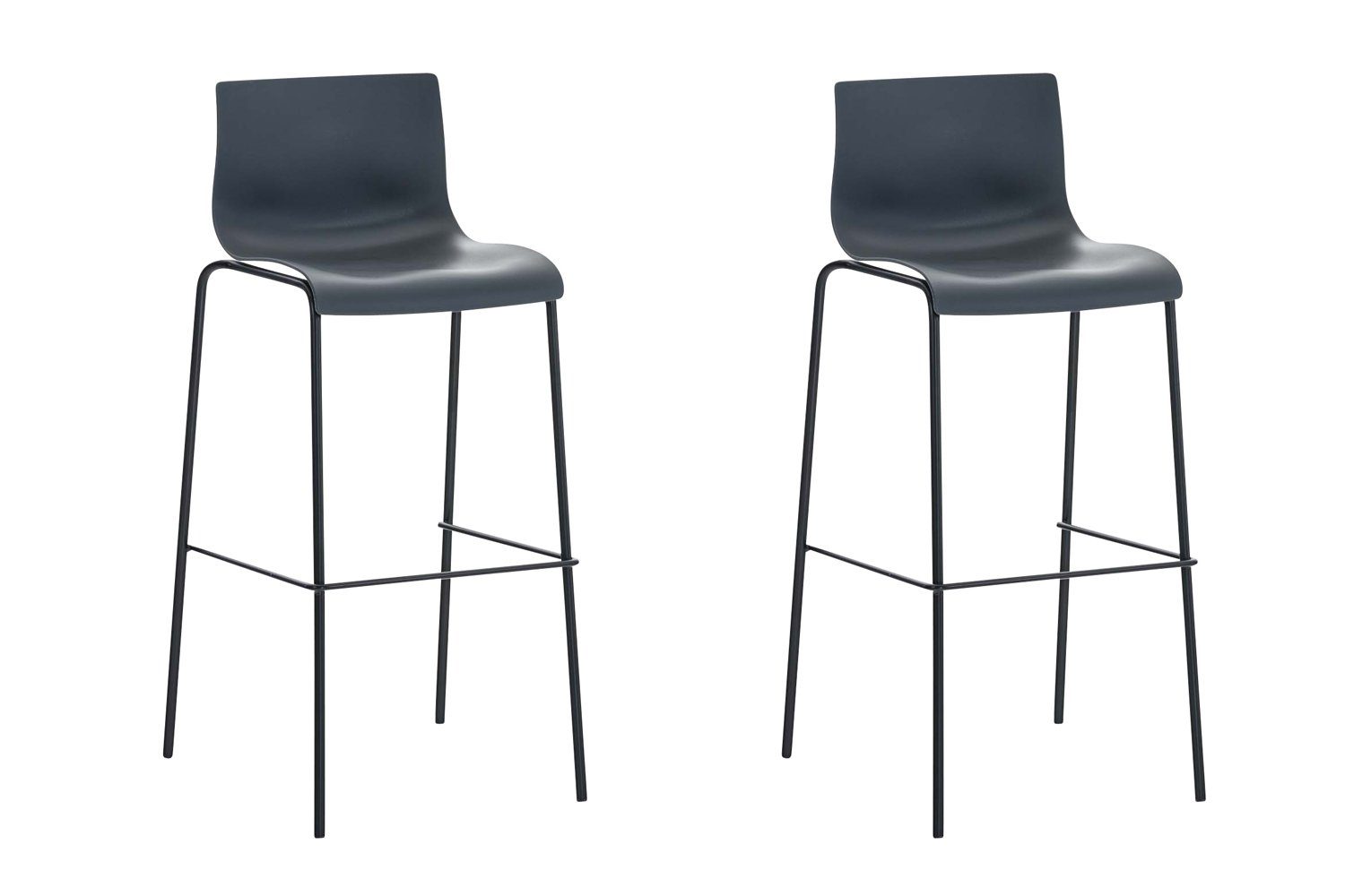 Barhocker 2er Set Barhocker Hoover Kunststoff 4-Fuß Gestell schwarz