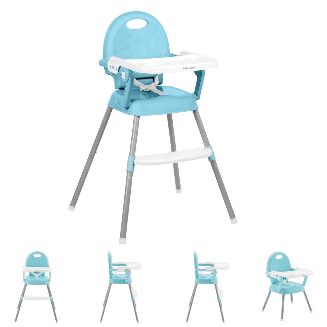 Kikkaboo Hochstuhl in Kinderhochstuhl 1 blau niedriger Spoony, 3 Sitzerhöhung Fütterungsstuhl