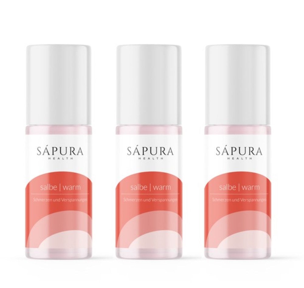 SAPURA Health Hautcreme Wärmesalbe Schmerzsalbe Roll-On - Extra Stark für Rücken & Schulter, 3-tlg.