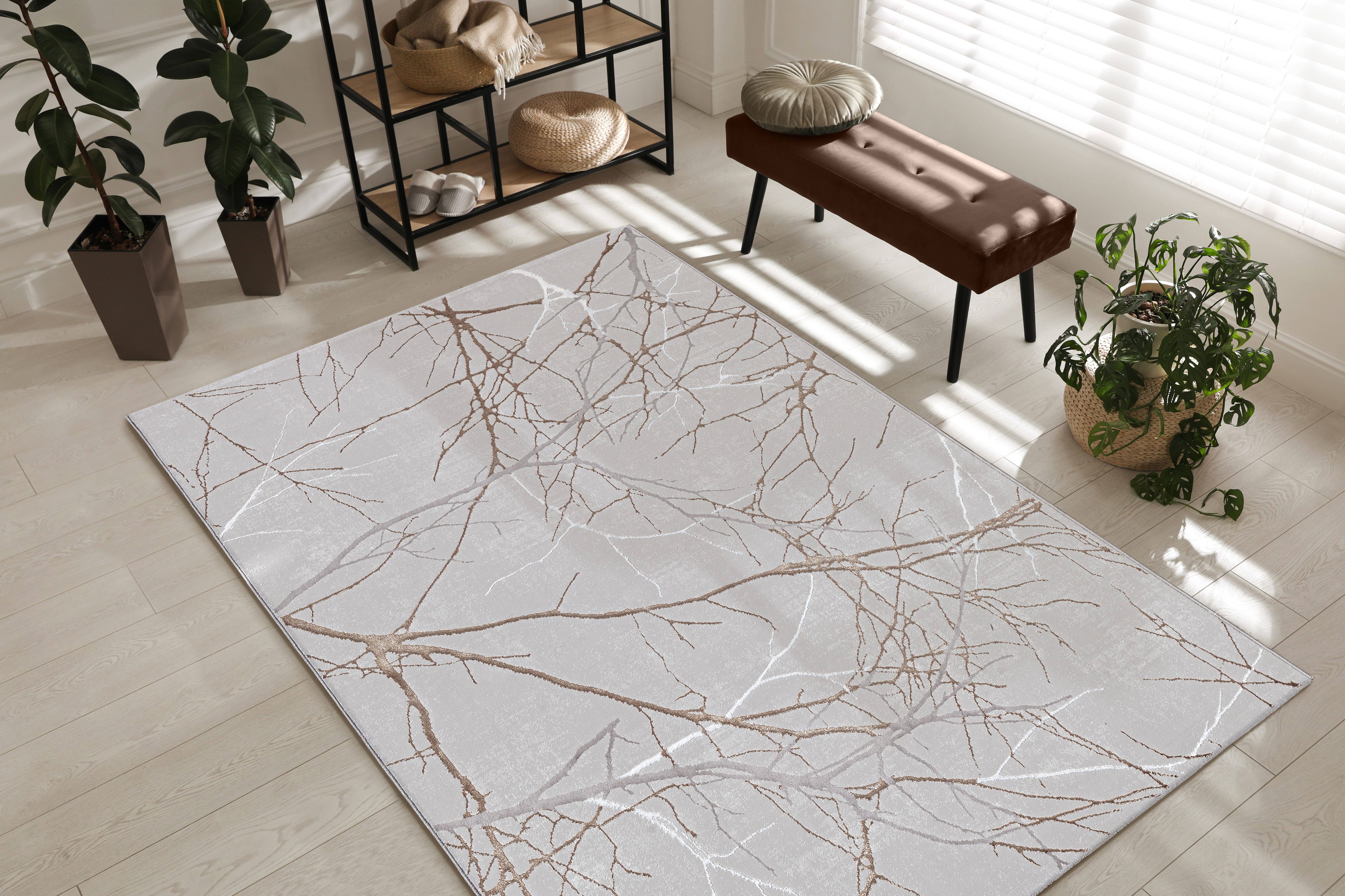the carpet Teppich Mila, rechteckig, Höhe: 8 mm, moderner Wohnzimmer Teppich elegant glänzender Flor