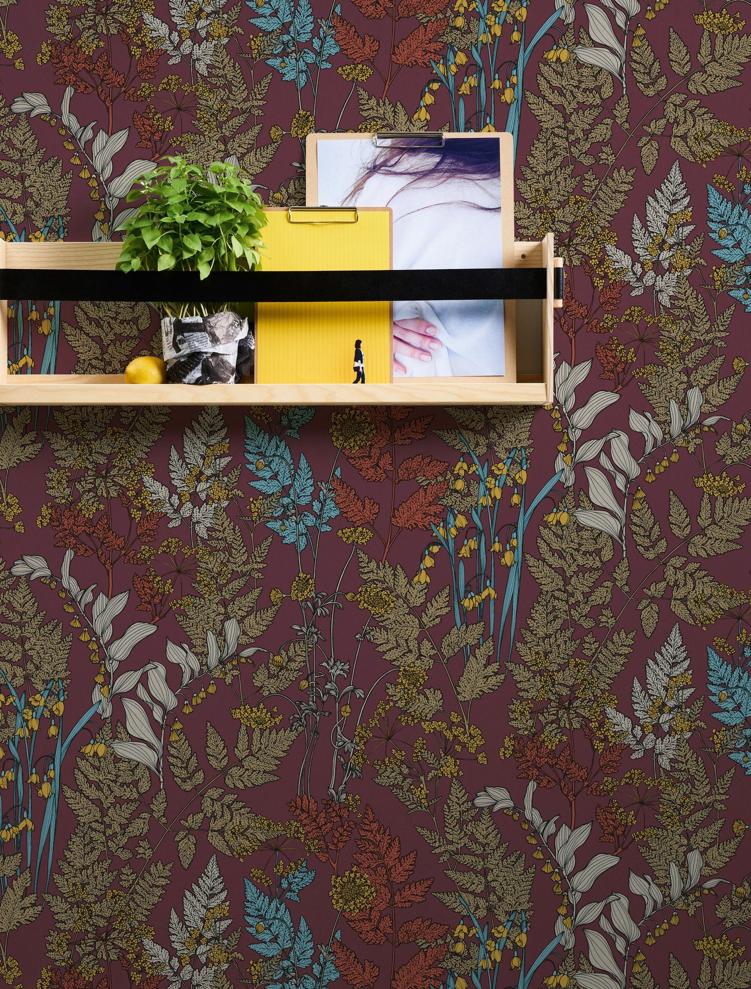 glatt, Paper A.S. Architects floral, rot/gelb/blau Blumen Impression, Création botanisch, Tapete Vliestapete Floral