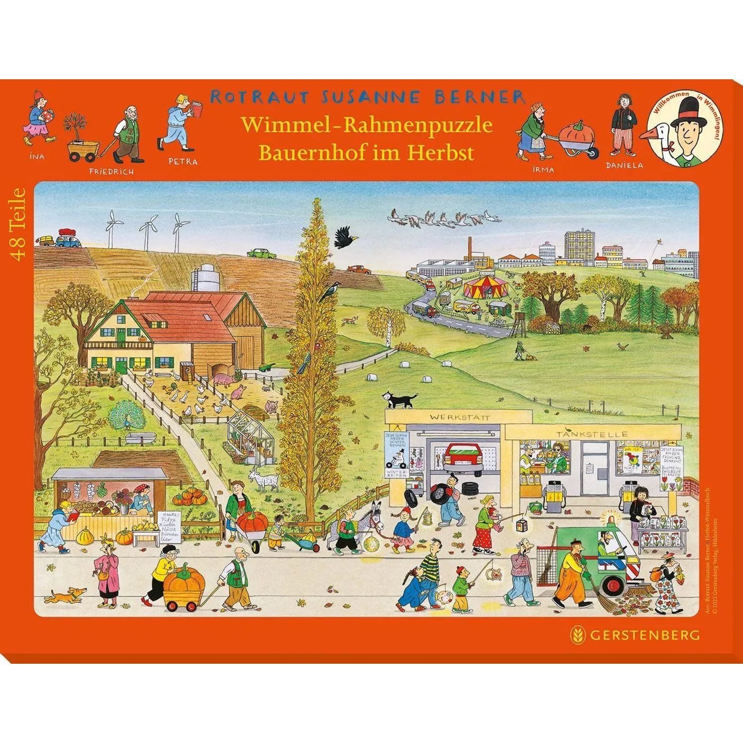 Gerstenberg Verlag Puzzle Wimmel-Rahmenpuzzle Herbst Motiv Bauernhof, Puzzleteile