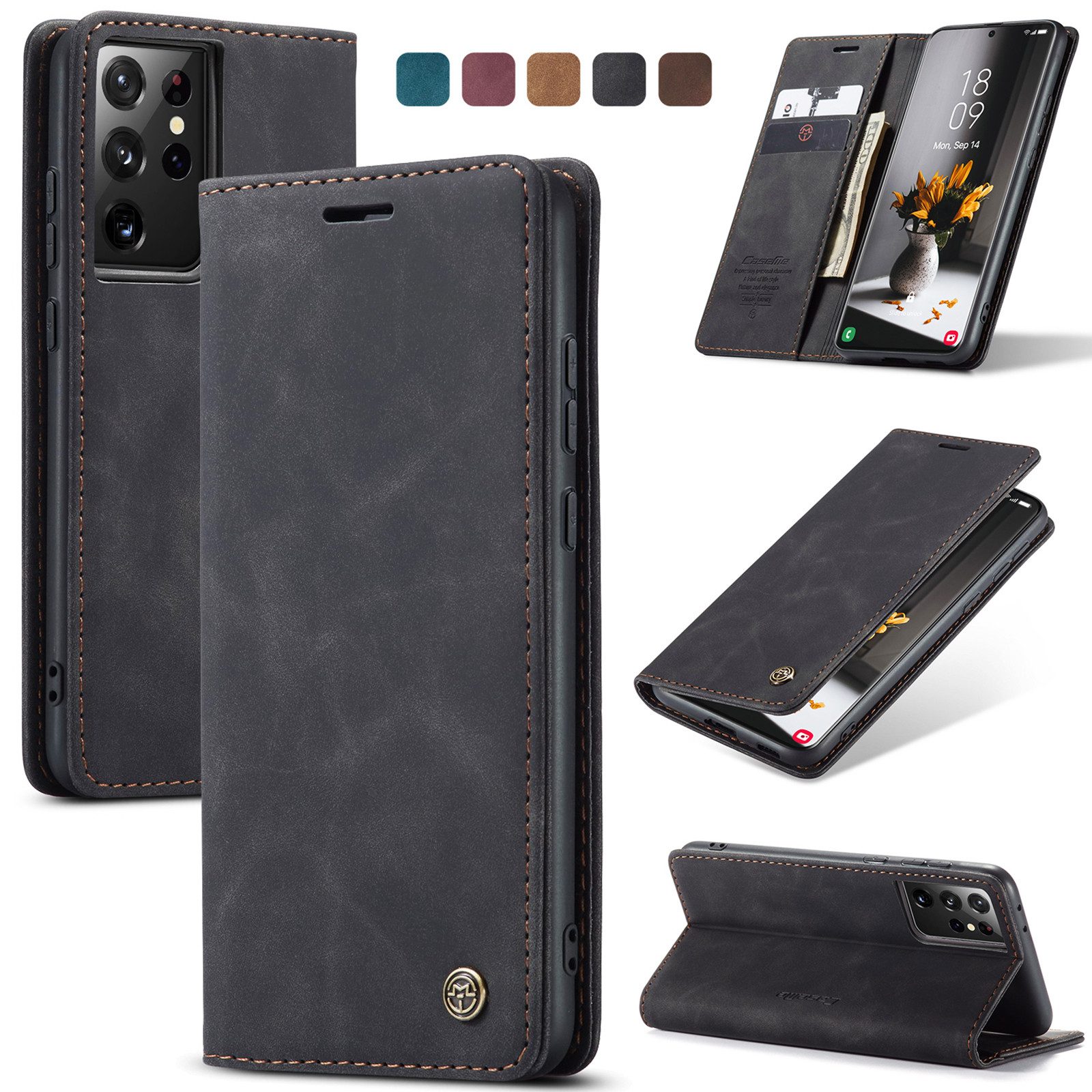 CaseMe Handyhülle Premium Hülle für Samsung Klapphülle