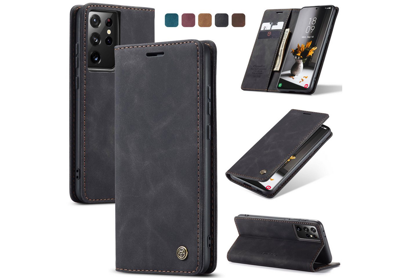 CaseMe Handyhülle Premium Hülle für Samsung Klapphülle