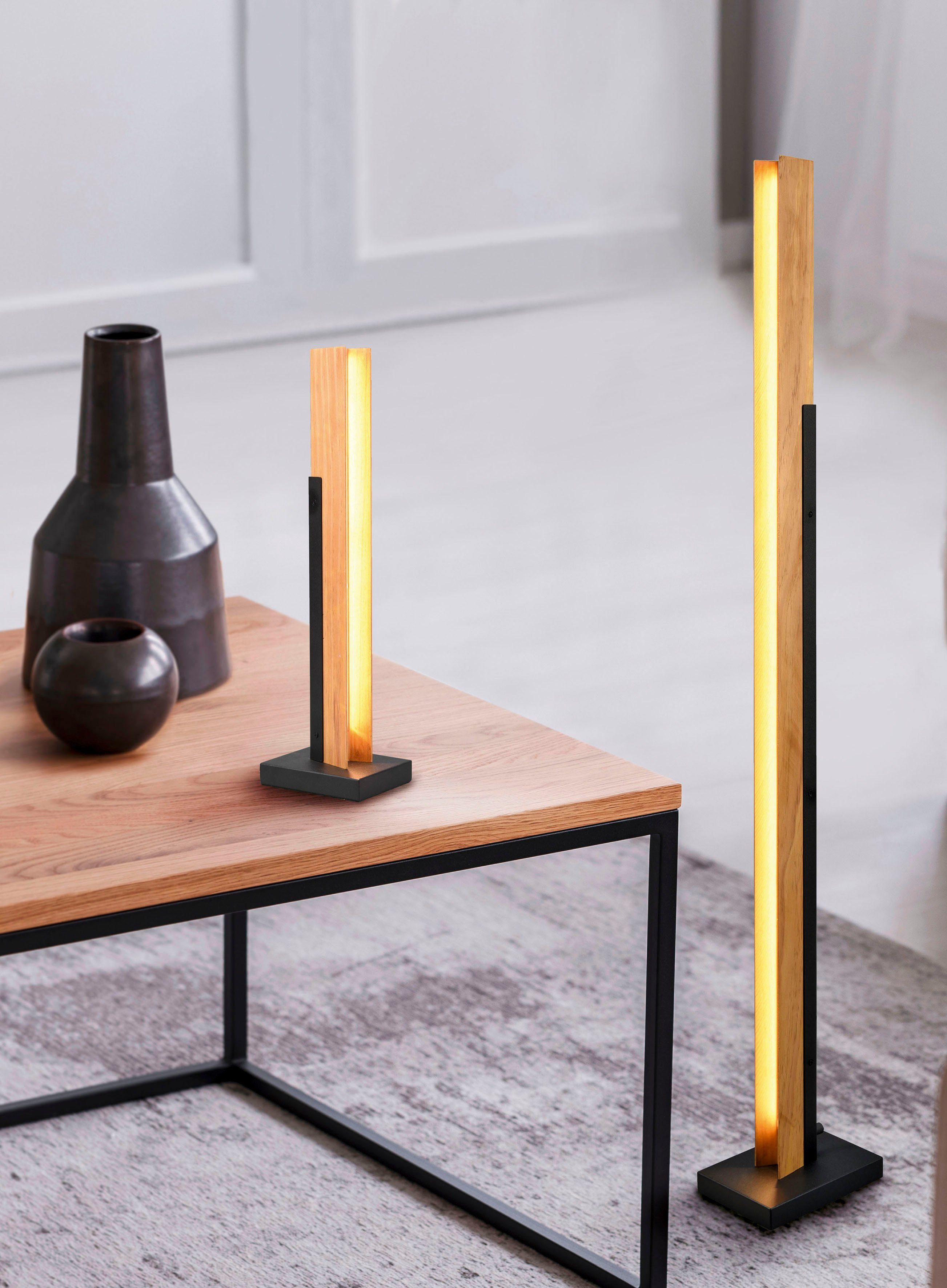 TRIO Leuchten LED Stehlampe Kerala, Dimmfunktion, mehrere Helligkeitsstufen, LED fest integriert, Warmweiß, Stehleuchte Wohnzimmer Höhe 120cm, Touchdimmer, LED warmweiß, 1950 Lm