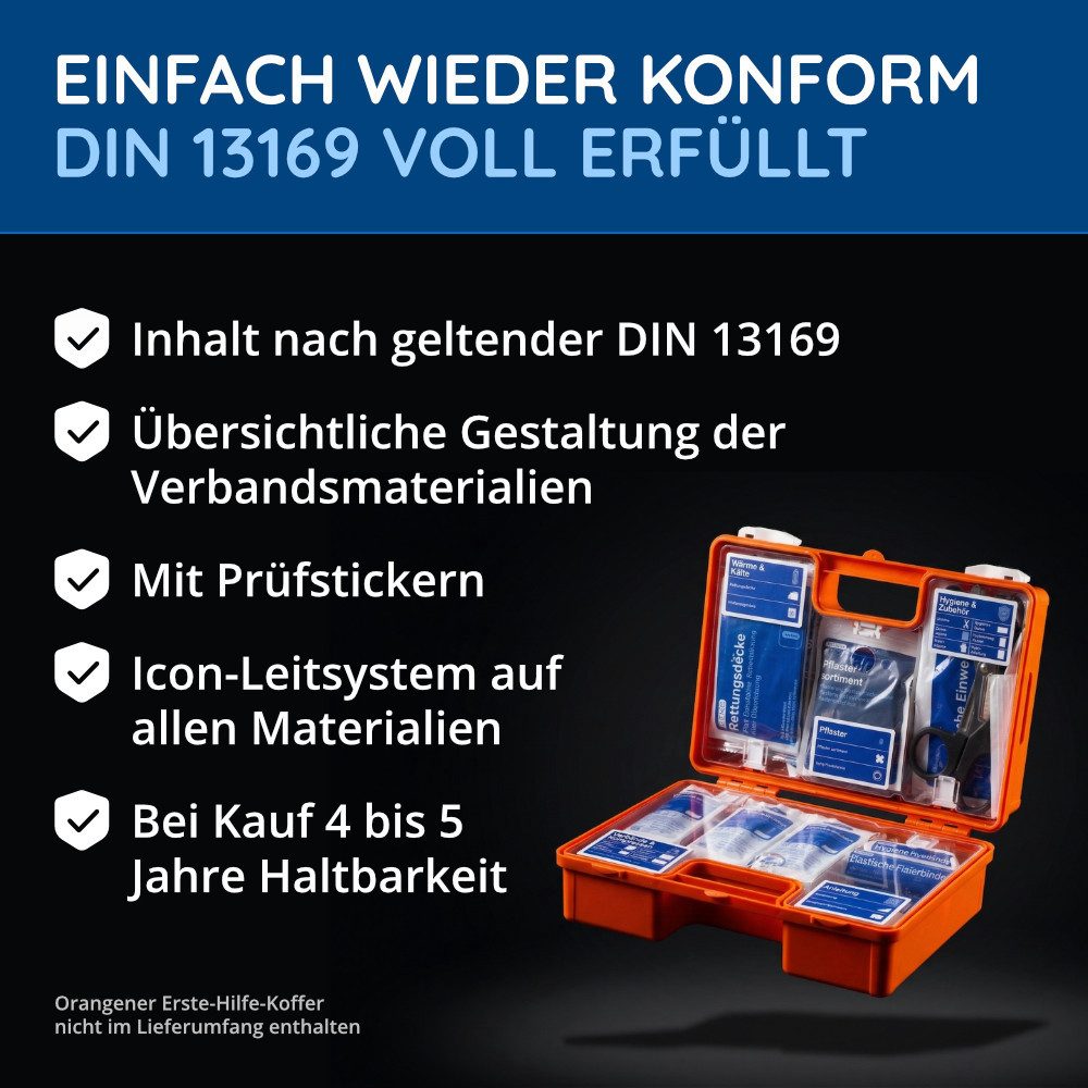 FLEXEO Erste-Hilfe-Koffer Nachfüllset DIN 13169, (1 St), Verbandsmaterial zum Auffüllen des Notfallkoffers