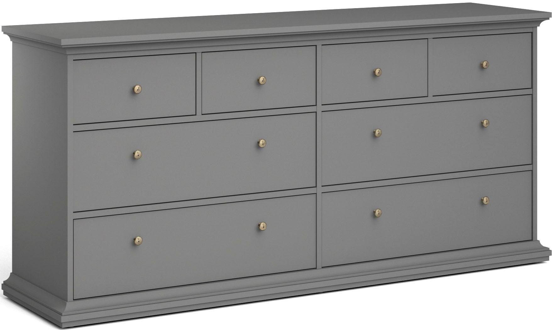Home affaire Kommode Paris, Aufbewahrung, Schubladenschrank, Stauraum, mit 8 Schubladen, Landhausstil, Elegant, geräumig, Breite 184 cm, Höhe 87 cm