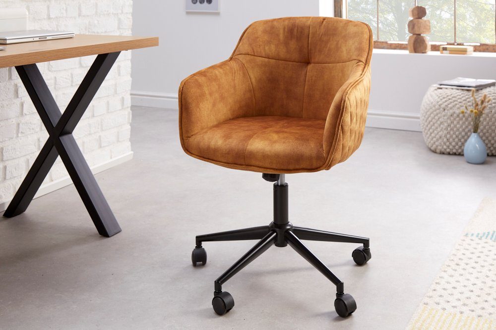 riess-ambiente Drehstuhl EUPHORIA senfgelb, Büro · Samt · Laufrollen · höhe günstig online kaufen