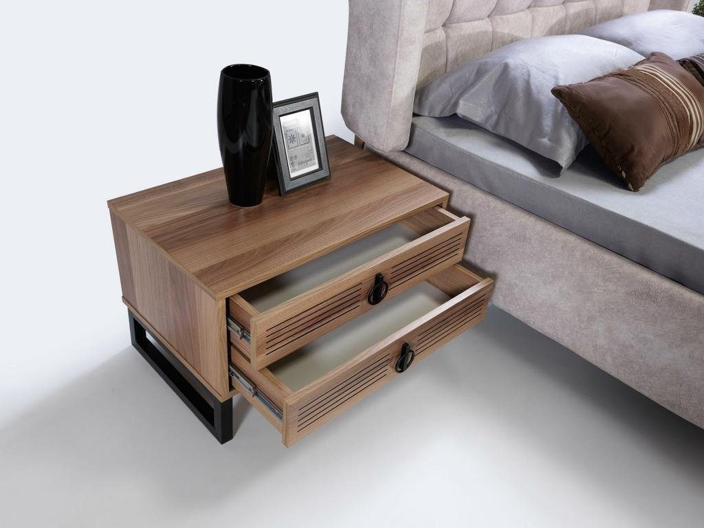 JVmoebel Nachttisch SchlafZimmer Nachttisch Design Beistell Holz mit Metall Luxus Neu
