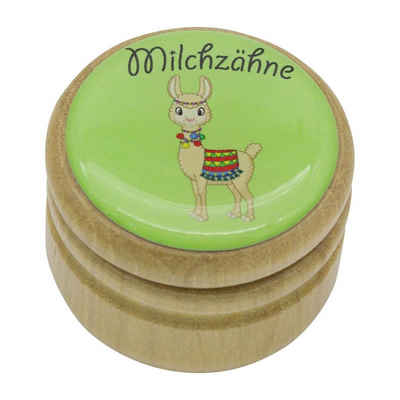 GICO Zahndose Milchzahndose Zahndose Milchzähne Holz 44 mm Lama - 7025, Bilderdose für Jungen und Mädchen