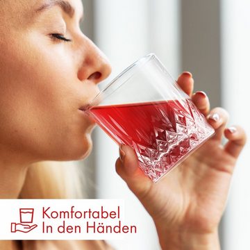 KONZEPT Gläser-Set Trinkgläser Set 280ml Geriffelt Transparent, Perfekt als Saftgläser, 280 ml