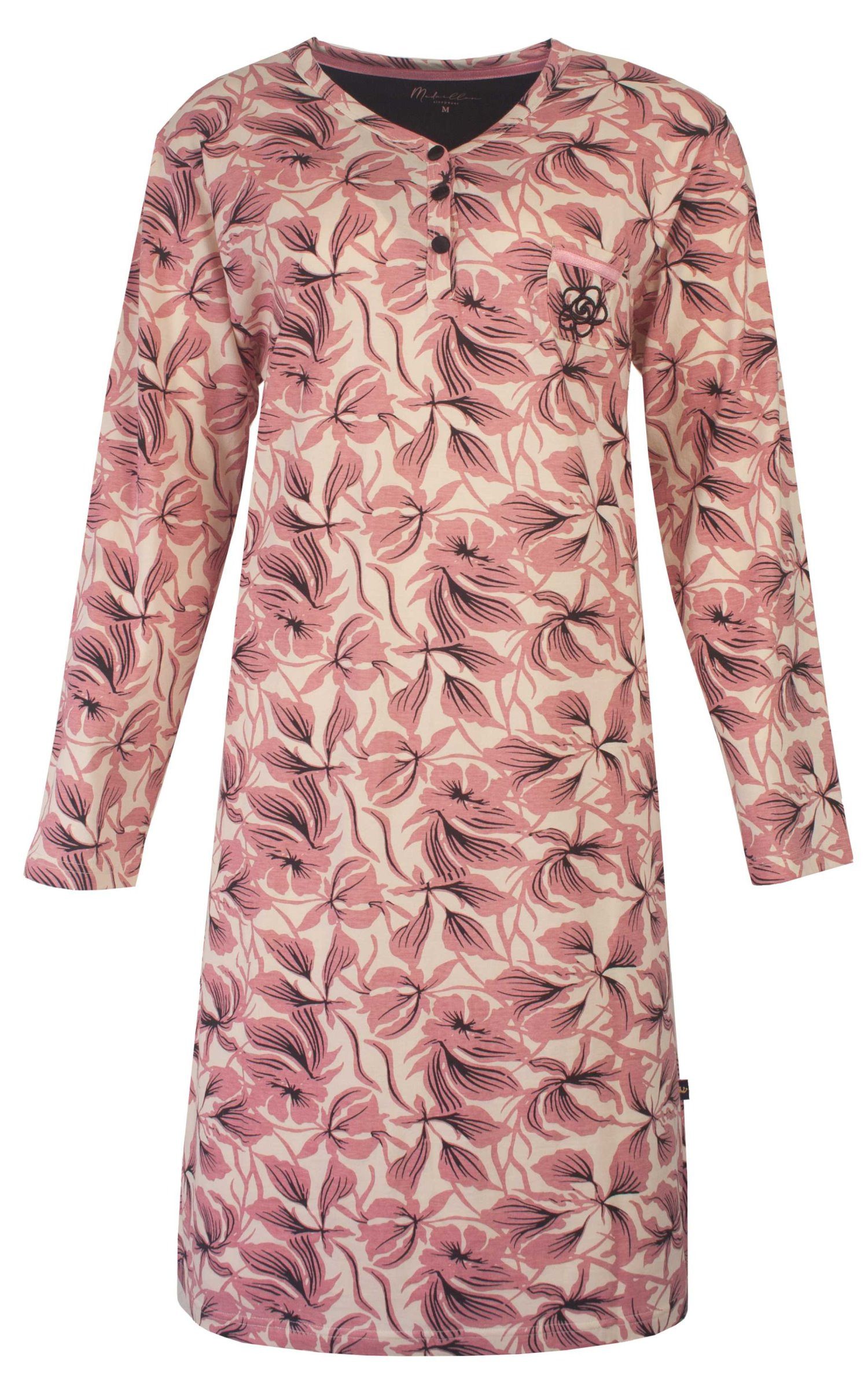 Medaillon Nachthemd DamenSchlafshirt mit langem Arm (1-tlg) Baumwolle günstig online kaufen