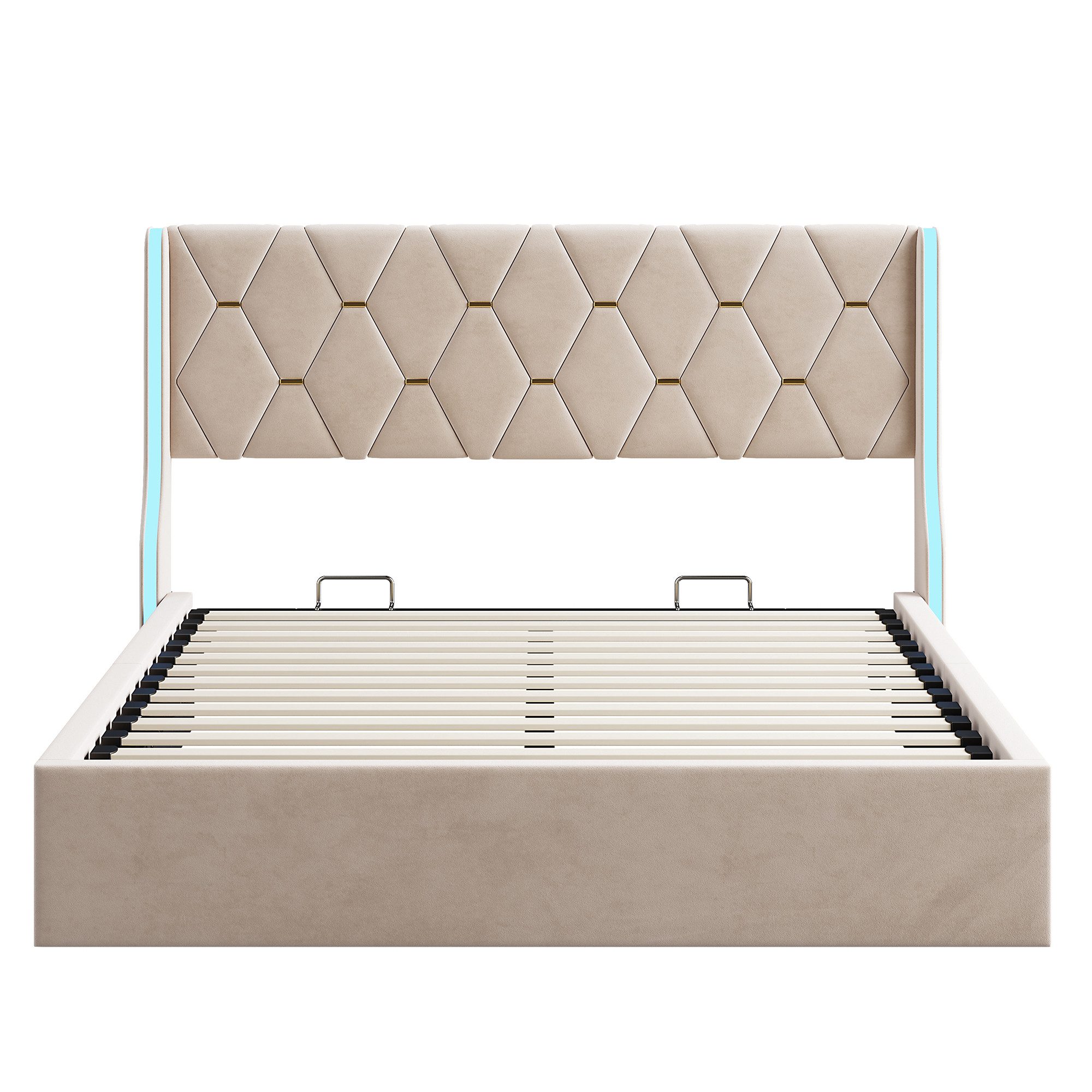 Furnishings Home Polsterbett Stauraumbett Doppelbett LED-Licht günstig online kaufen