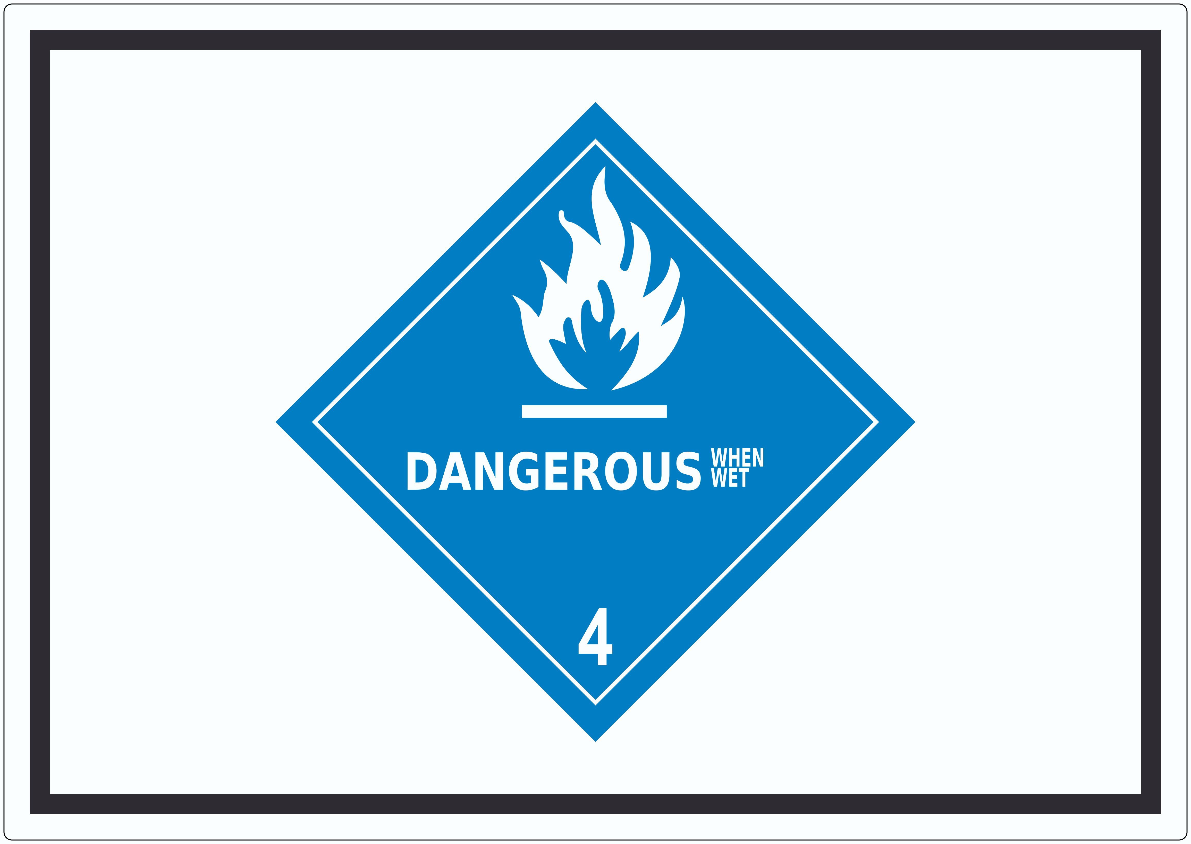 HB-Druck Aufkleber Aufkleber wasserreaktive Stoffe Symbol Dangerous when wet, wetterfest, UV-beständig, kratzfest