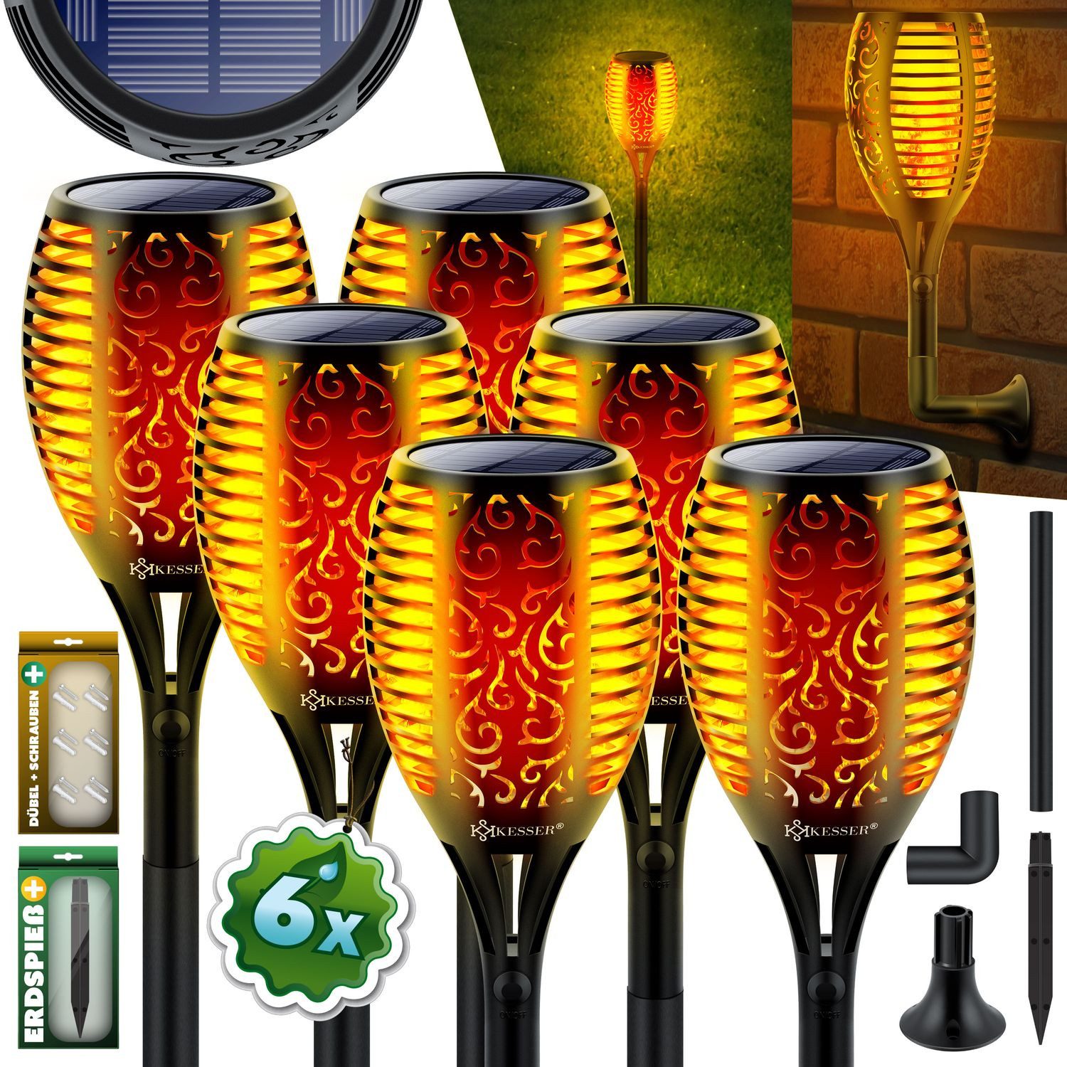 KESSER LED Gartenleuchte, Gartenfackel Solar Set günstig online kaufen