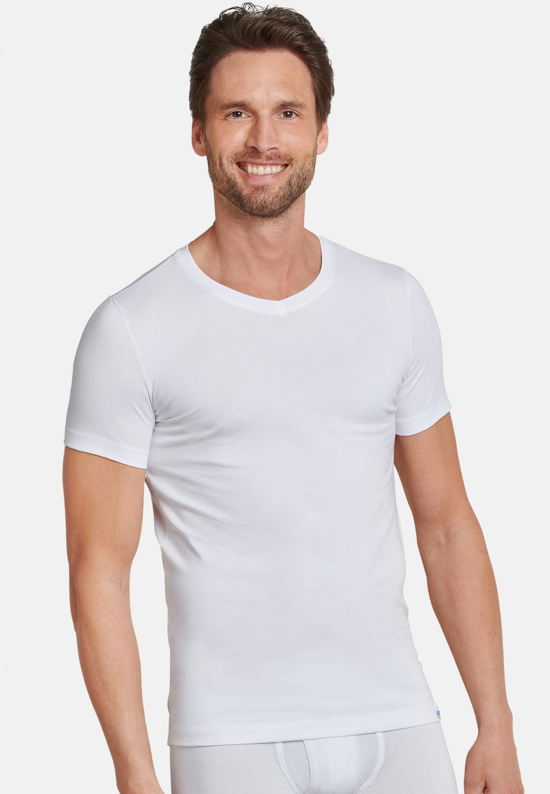 Schiesser Unterhemd 2er Pack Shirt Weiß Kurzarm - Life Unterhemd (Spar-Set, - Long / Baumwolle 2-St) Cotton