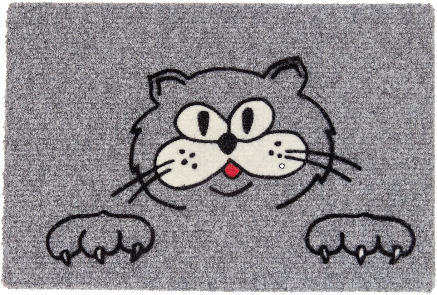 Betz Fußmatte Fußmatte Fußabstreifer Katze mit 2 Pfoten Größe 40x60cm Farbe grau, rechteckig