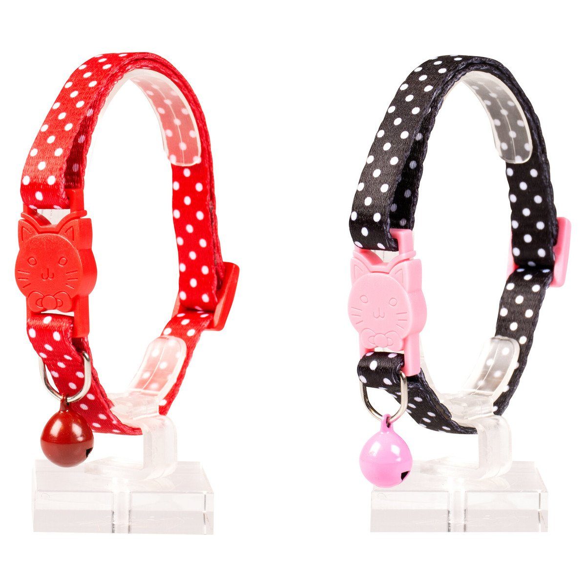 DUVO+ Katzen-Halsband Katzenhalsband weiße Bälle Nylon