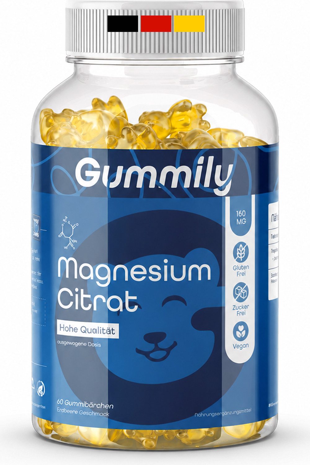Gummily® 1,455 mg Magnesiumcitrat - Magnesium Gummibärchen, 60 St., 1 Monatsvorrat - Magnesium Kapseln alternativ