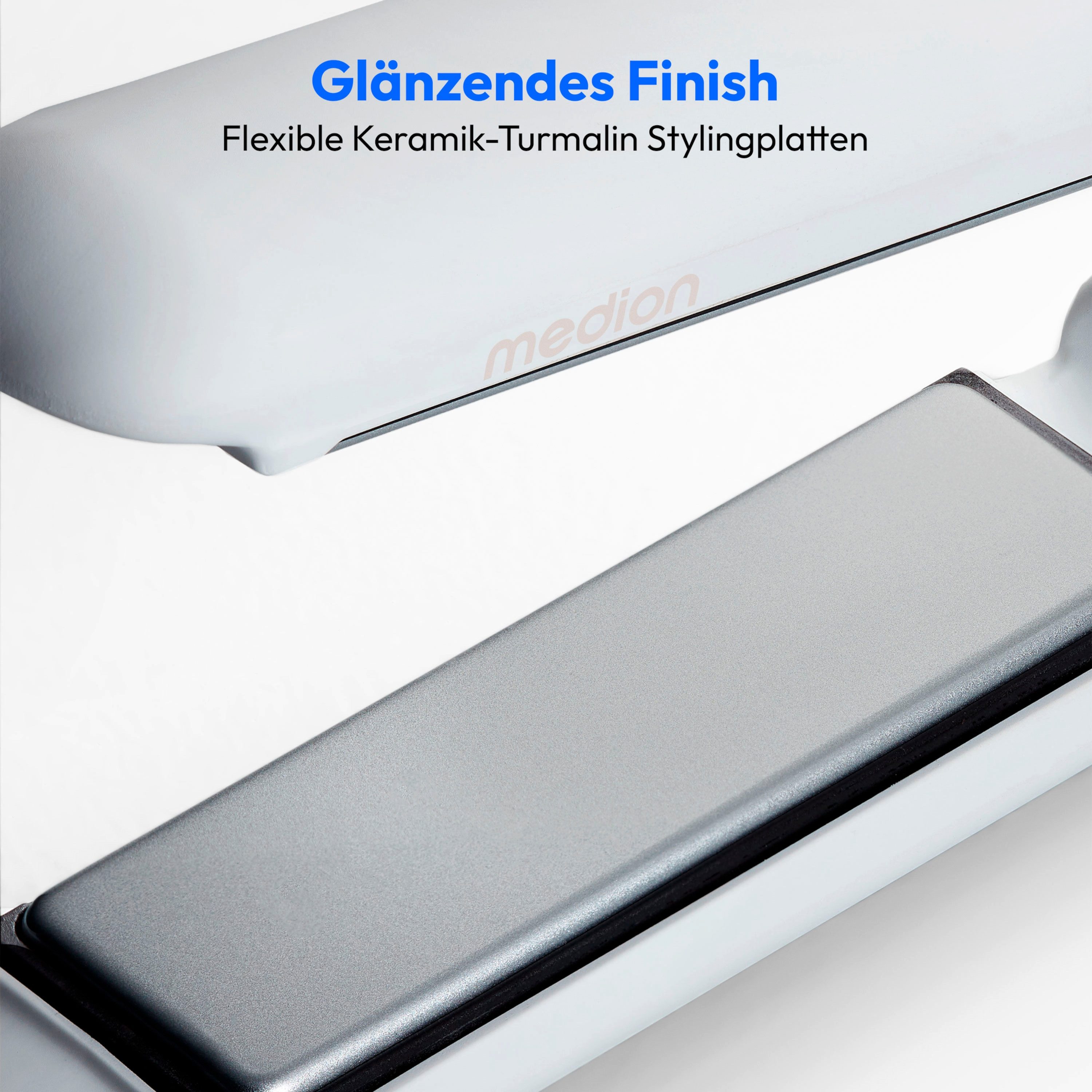 Medion® Glätteisen, Kabelloses Glätteisen MD19865, 5 regelbare Hitzestufen,165°-210°, breite Keramik-Turmalin Heizplatten