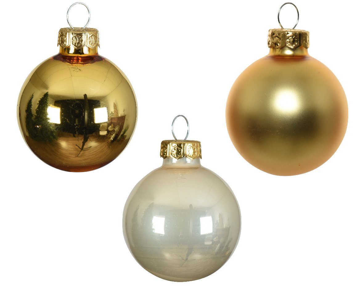 - Decoris 16 Weihnachtskugeln Kaemingk / Weihnachtsbaumkugel, Glas Hellgold season 3,5cm decorations Perle Stück