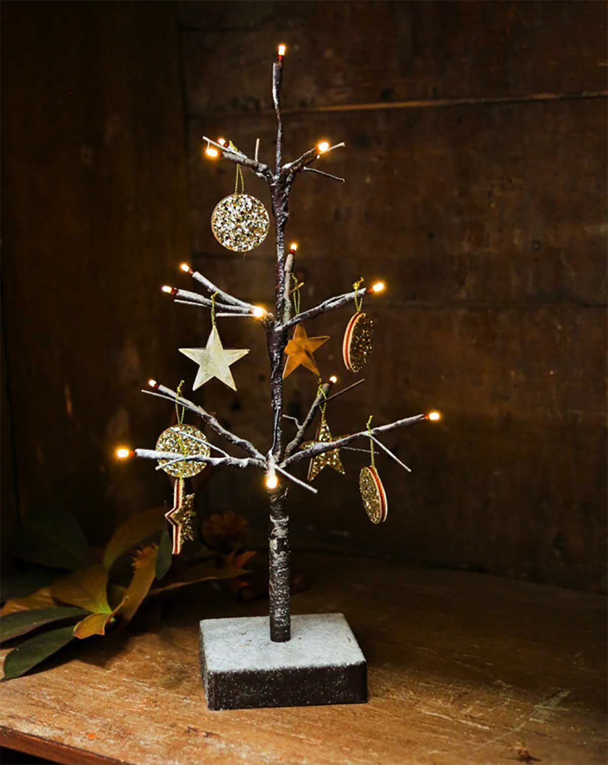 Weihnachtsbaum Baum LED, 40 warmweiß LED-Leuchtmittel LED x 25 fest cm Timer, Batteriebetrieb, Kiom Kleiner verbaut,