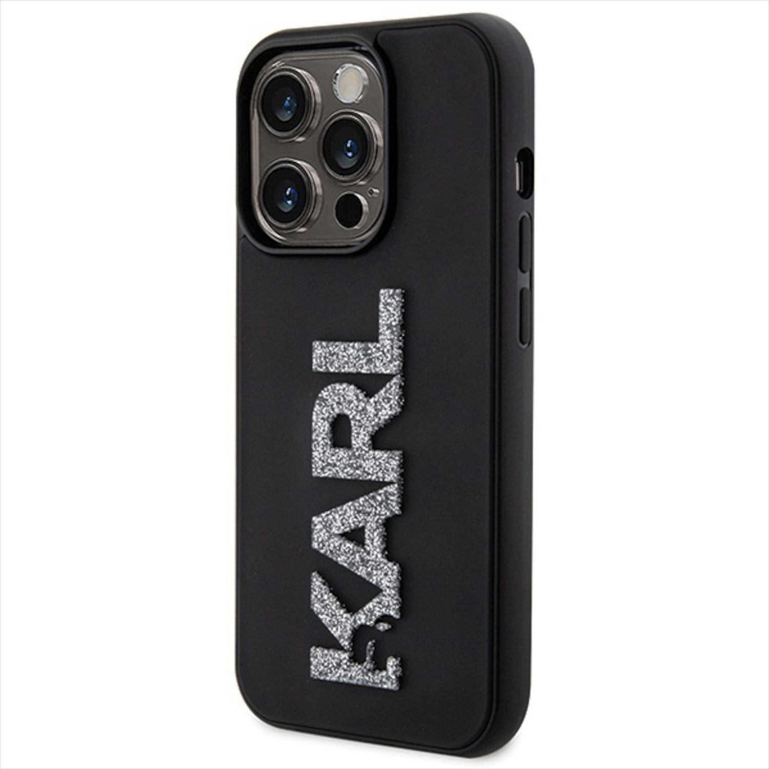 KARL LAGERFELD Smartphone-Hülle Karl Lagerfeld Apple iPhone 15 Pro Max Hülle 3D Rubber Glitter Logo