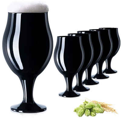 PLATINUX Bierglas Schwarze Biertulpen, Glas, Biergläser Set 450ml (max. 550ml) Glas Bierschwenker Pilsgläser