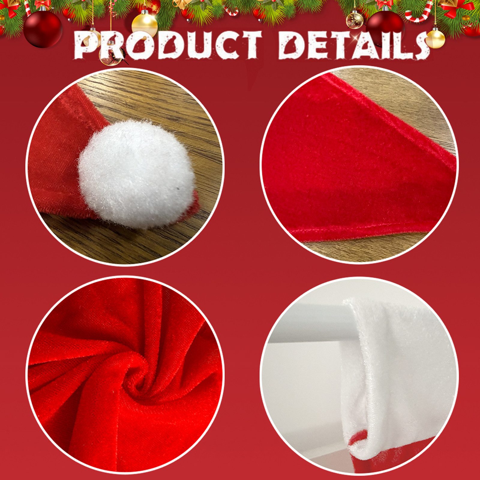 Jibenhome Scheibengardine Weihnachtsvorhänge 3er-Set Kurzvorhang mit Pompom Gardinenstange, Rot