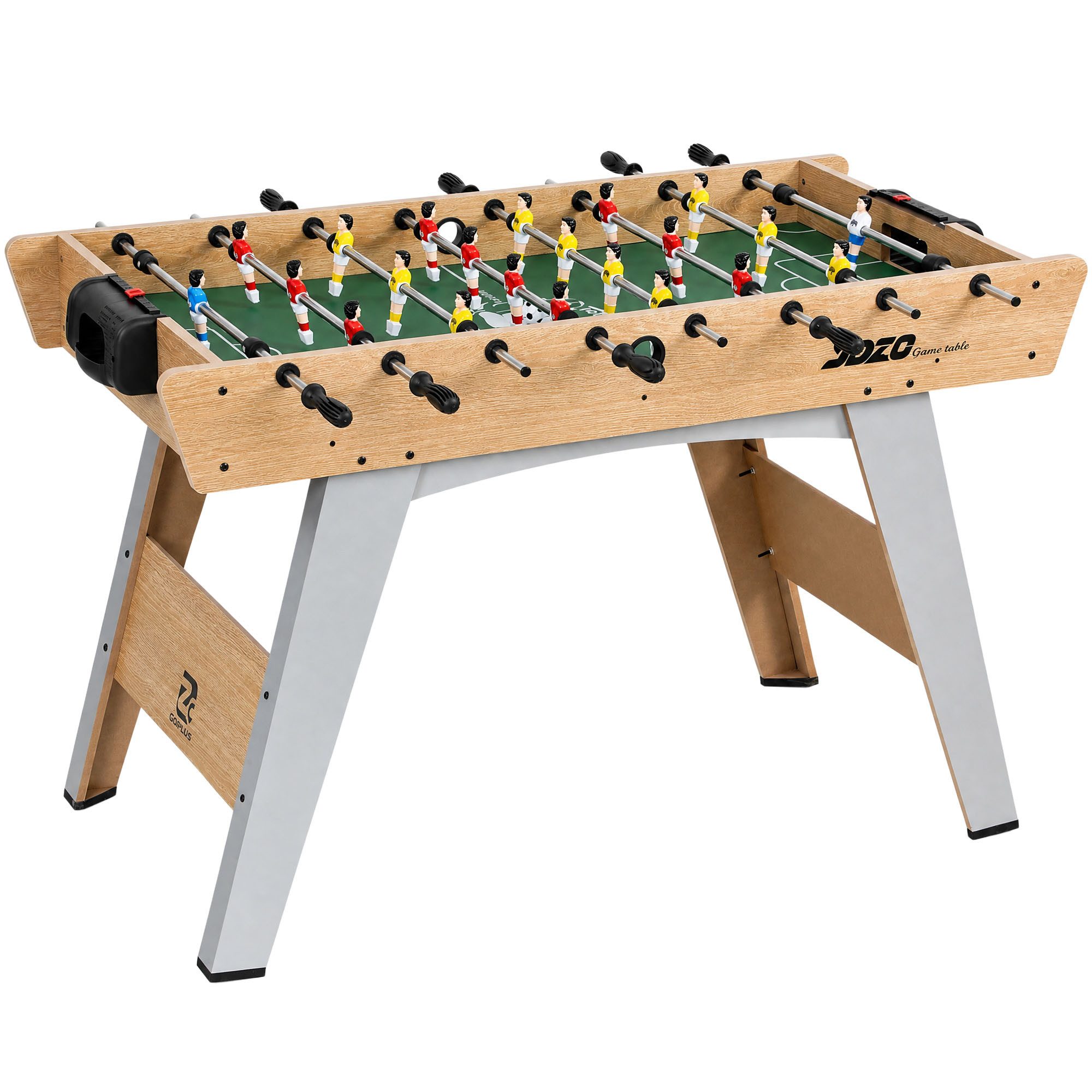 SPORTNOW Kickertisch Tischkicker inkl 22 Kicker 2 Bälle Rutschfest Griffe Punktezähler (Tischfußball, 3-tlg., für Kinder & Erwachsene), 121x87x77cm Naturholz