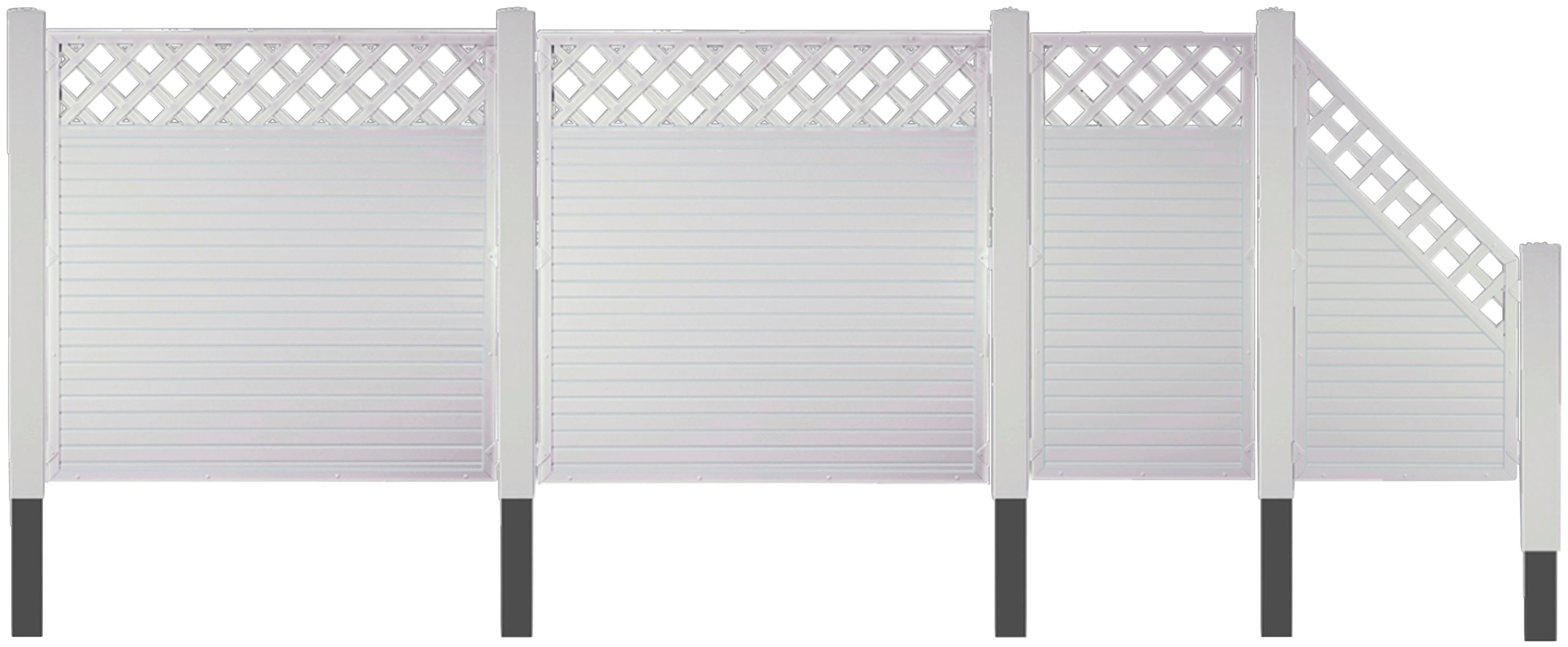 Tetzner & Jentzsch Sichtschutzelement LANGLEY 1, (Set), Nie wieder streichen. Weiße PVC-Kunststoffzäune
