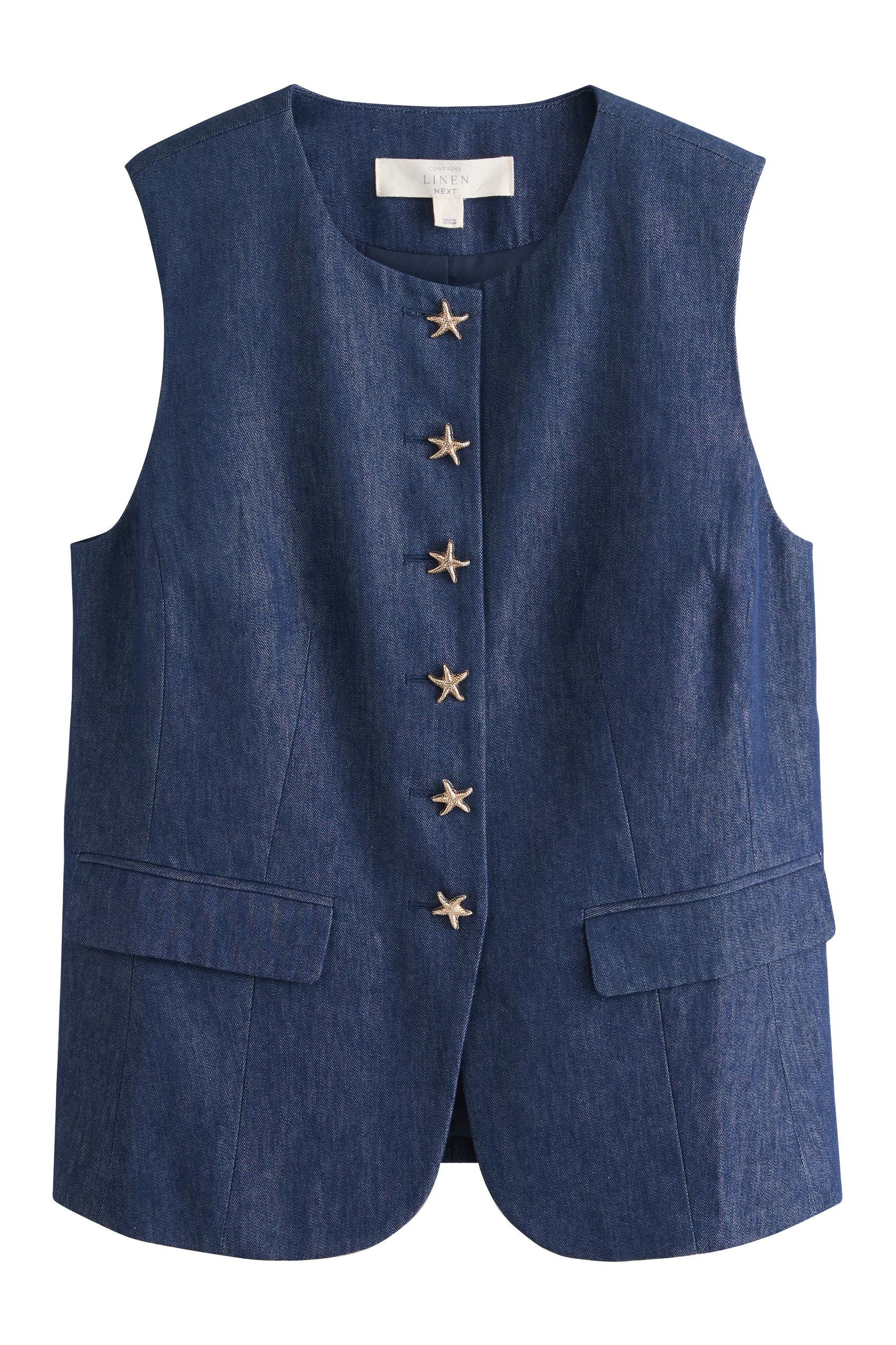 Next Anzugweste Weste in Denim-Optik mit Seestern-Detail (1-tlg)