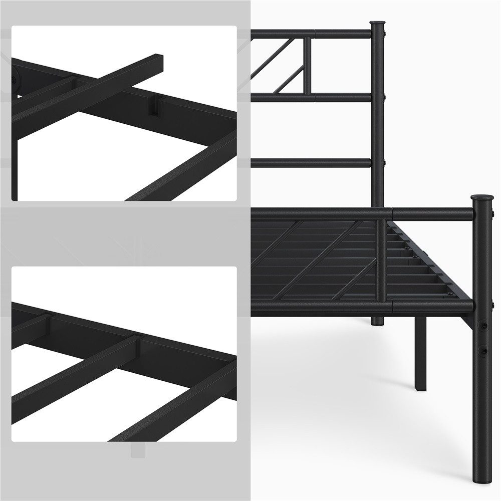 Yaheetech Metallbett Bettgestell 90x190/90x200/140x200cm, Minimalistischer Bettrahmen mit Kopfteil Gästebett mit Lattenrost – Bild 5 von 5