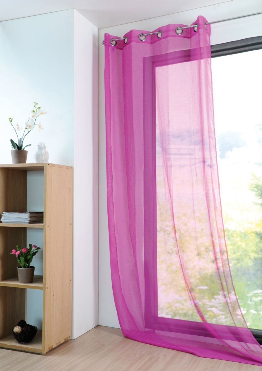SCHÖNER LEBEN. Vorhang Fertiggardine Ösengardine einfarbig Voile Struktur beere 135x260cm, Voile, pflegeleicht
