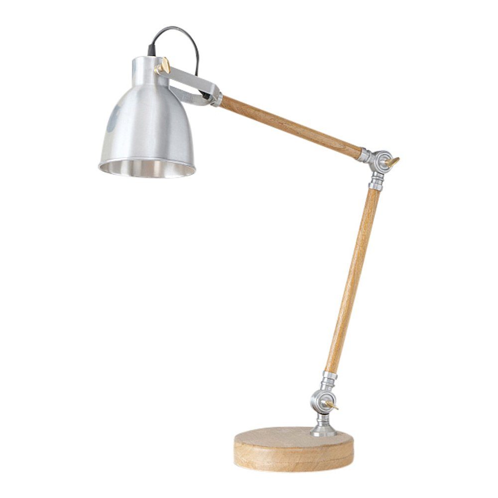 BOLTZE Tischleuchte »Schreibtischlampe HUDSON silber natur aus Aluminium  und Holz Tischlampe Hamptons«